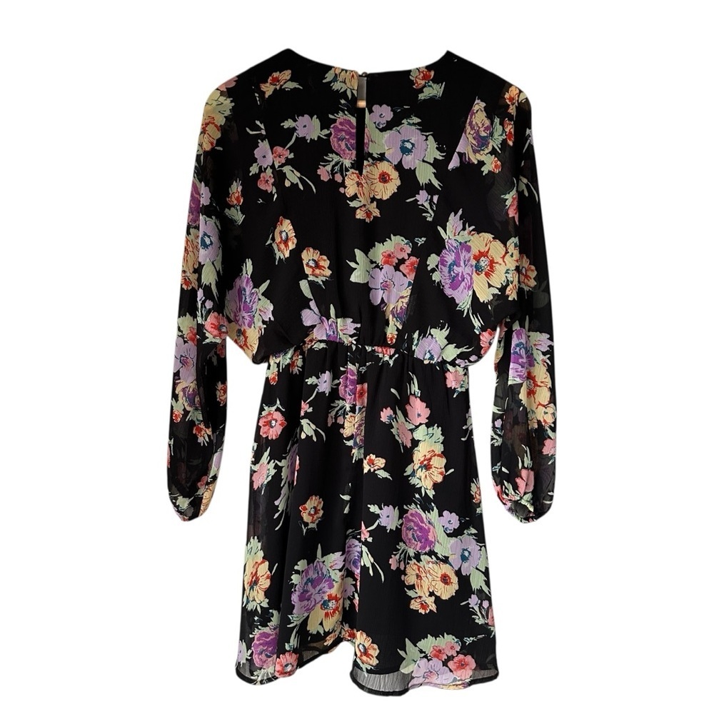Wayf Floral Long Sleeve Dress in Black and Multicolor, XS - Picture 6 of 10